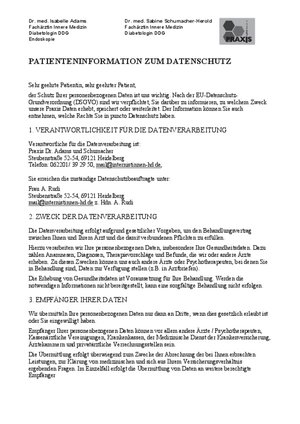 Patienteninformation zum Datenschutz